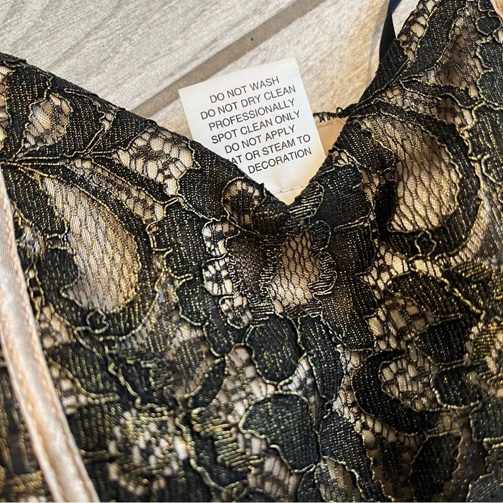 Vintage 90s Masquerade Strapless Black Gold Tiered Tulle Tutu Skirt Dress,Sz 5/6 - Picture 12 of 15